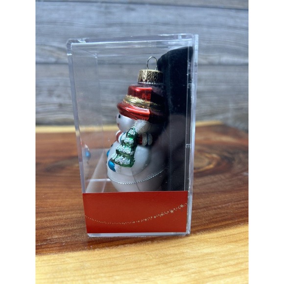 Macy's Holiday Lane Glass Snowman Collectible Christmas Ornament NIB - Picture 4 of 7